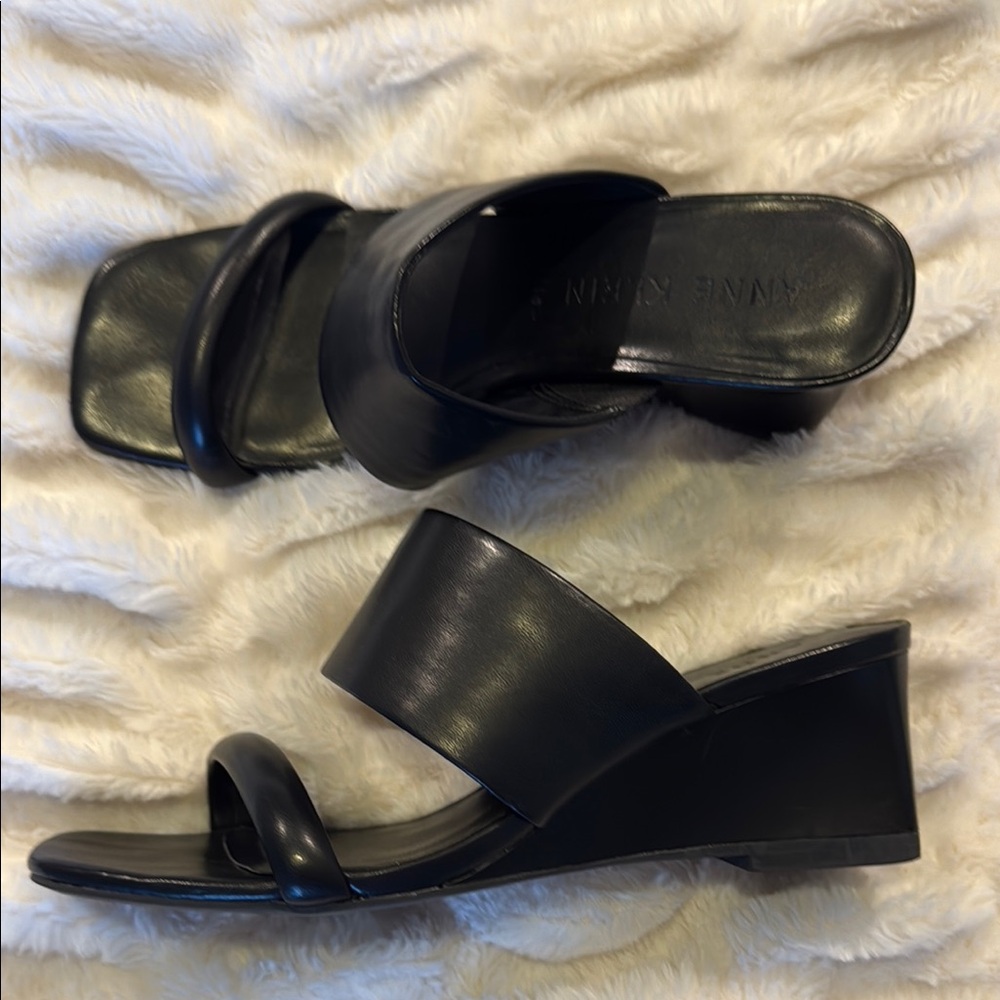 Anne Klein Elegant Black Wedge Sandals